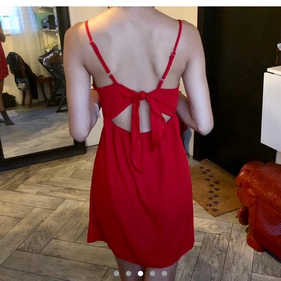 NWT Red Button Down Mini Dress - Picture 3 of 5